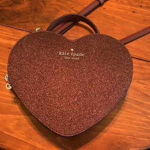 Kate Spade Glitter Heart Crossbody Bag - Burgundy
